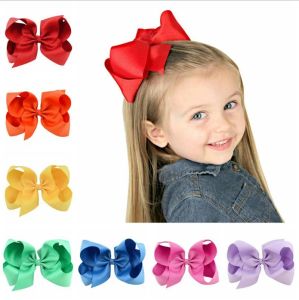 Kids Girl Big Bow Hairpin Children Large Hairpins Solid Ribbon Hair Bow Clips Barrettes Hair Accessories 6 Inch 30 Colors BT5734 ZZ