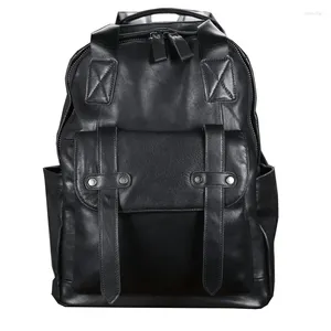 Backpack Backpacks Men Genuine Leather Rucksack Fashion Schoolbag For Teenager Boys Travel Bag Male Laptop Real Bags