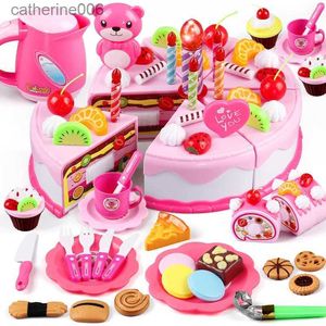 Kitchens Play Food Kids Educational Toy Simulation DIY Birthday Cake Model Kitchen Pretend Play Cutting Fruit Food Toy for Toddler Children GiftL231026