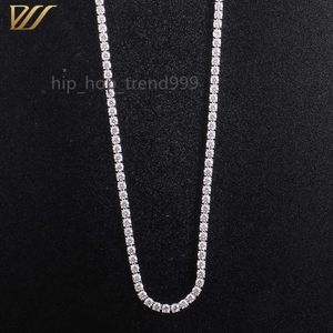 2021 Fashion Jewelry 22Inches DEF 3MM Round Moissanite Tennis Necklace Chain in Silver/10K/14K Prong Settings