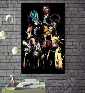 Goku Luffy Japonya Anime Karikatür Karakterler Poster Tuval Boyama Posterleri Duvar Sanatı Resim Çocuk Oda Dekor Cuadros9280527