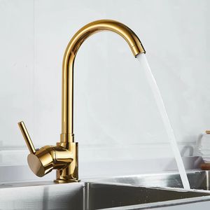 Kitchen Faucets Luxury Gold Faucet Brass for Cold and Mixer Tap Sink Vegetable Washing Basin Brushed 231026
