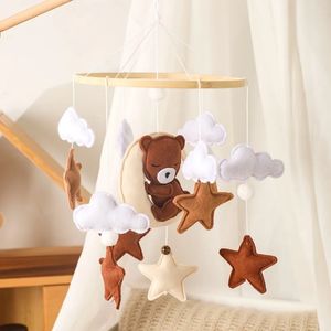 Mobiles# Lets Make Wooden Baby Rattles Soft Felt Cartoon Bear Cloudy Star Moon Hanging Bed Bell Mobile Crib Montessori Education Toys 231026