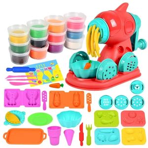 Clay Dough Modeling 12colors Kids Clay Toy Plasticine Tool Set Kitchen Creative Hamburger Noodle Ice cream Machine DIY Made Mold Play House Toys Kit 231026