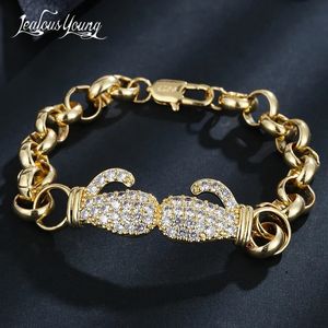Charm Bracelets Hip Hop Gold Color Cubic Zirconia Bracelet Unsix Boxing Luxury Costume Jewelry Gift 231025
