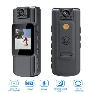 Mini câmeras câmera com tela hd ips 180 ° lente rotativa e clipe traseiro corpo inteiro desgastado bolso bodycam camcorder 231025