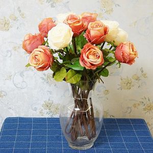 Декоративные цветы 63 см, один искусственный цветок, классическая благородная принцесса роза, украшение для дома, свадьба, шелк ручной работы