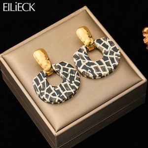 Stud EILIECK 316L Stainless Steel Exaggerated Geometric Reticulated Earrings For Women Girl Fashion Acrylic Ear Drop Jewelry Gift YQ231026