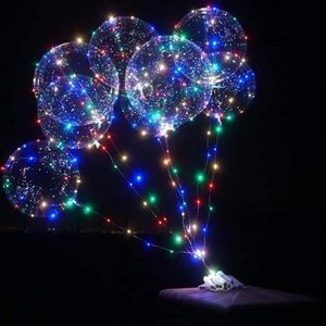 Christmas Decorations 10 Pack Transparent Led Bobo Balloons Helium Glow Balloon with String Lights for year Party Birthday Wedding Decor 231026