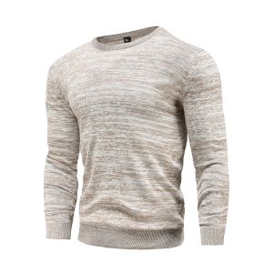 2021 New Cotton Pullover O-neck Men's Sweater Fashion Solid Color High Quality Winter Slim Sweaters Men Navy