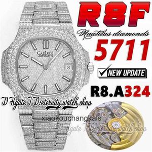 Luxury Watch R8F tw5711 324SC A324 Automatic Mens Watch Paved Diamonds Dial Stick Markers Fully Iced Out Diamond Stainless Steel Bracelet Super Edition eternity J