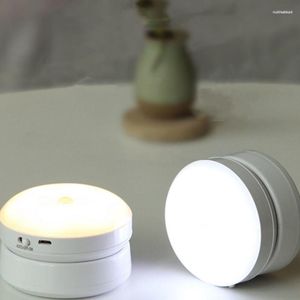 Gece Işıkları LED Işık USB Şarj Hareket Sensörü Yuvarlak Enerji Tasarru Lambalar Yatak Odası Ses/Koridor Evi Banyo için Işık Kontrolü