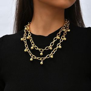 Choker Chokers Double Chain Big Ball Pendant Necklace For Women Simple Personality Cool Clavicle Hip Hop Party Fashion JewelryChokers