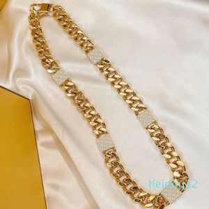 New Full Diamond Pendant Necklaces Heavy Texture Golden Brass Bracelets Adult Adjustable Link Chain Necklaces