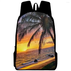 Backpack Classic Trendy Coconut Tree Notebook Backpacks Pupil School Bags 3D Print Oxford Waterproof Boys/Girls Laptop