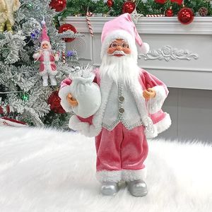 Christmas Decorations 30cm Pink Standing Posture Gift Santa Claus Doll Oranments Xmas Pendants Merry Decor For Home Kids Naviidad Presents 231026