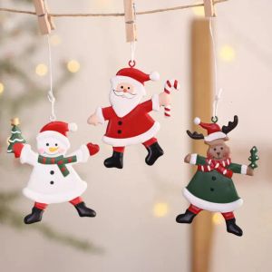 Decorazioni natalizie 2024 Cassetta postale in metallo ferro rosso Appeso ornamento Ciondolo albero Lettere a Babbo Natale Decorazione domestica Nuovo all'ingrosso
