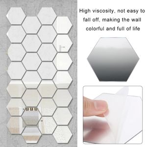 Wall Stickers Hexagon Mirror DIY Art Decoration Living Room Beadroom Bathroom Home Decor Acrylic Adesivo De Parede 231026