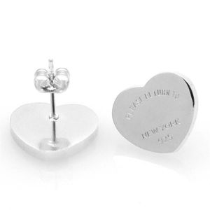 Luxury Womens Heart Love Stud Earrings for women Classic Style Women Lover Studs Titanium Steel Earings Logo Printed Wedding Party189o