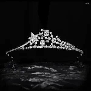 Hair Clips Simple Wedding Tiara Bride Zircon Star Crown Princess Accessories Birthday CH10428