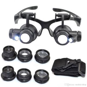 10X 15X 20X 25X magnifying Glass Double LED Lights Eye Glasses Lens Magnifier Loupe Jeweler Watch Repair Tools glitter2008281i