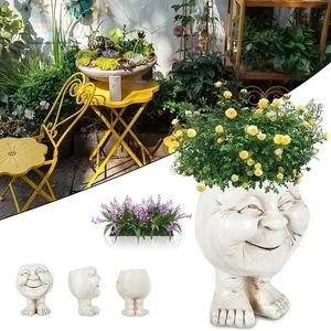 Garden Decorations 1pc Mugglys The Face Statue Planter Funny Muggle Resin Sculpture Expression Flower Pot Home Patio Decor 231026