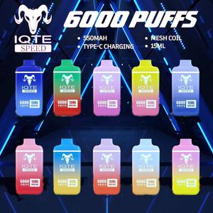 Одноразовый Vape IQTE Speed 6000 Puffs Pod E Сигарета 550 мАч аккумулятор 15 мл предварительно заполненные капсулы устройство Сетчатая катушка 100% оригинал VS INFINITY Air Bar Box затяжка для электронных сигарет