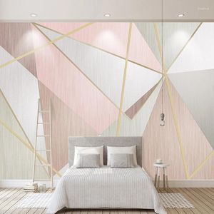 Обои на заказ 3D настенная роспись розовые обои геометрический треугольник бумага домашний декор гостиная модный дизайн интерьера фреска обои
