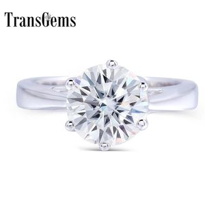 Transgems 2 CT CT 8mm Nişan Düğün Moissanite Ring Laboratuvar, Kadınlar İçin Kadınlar İçin Kadınlar İçin Elmas Yüzük Kadınlar İçin Gümüş Y200276U