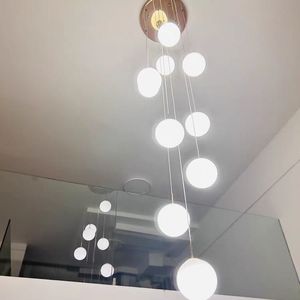 LED-Dekorationsleuchte, Glas-Pendelleuchte, LED-Treppenbeleuchtung, spiralförmige Pendelleuchte, runde Pendelleuchte