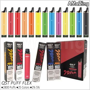 Аутентичный Puff 2800 QST Flex E Cigarettes Starter Kit 2800 Puffs 2% 5% одноразовый Vape Pen 850mah 8 мл предварительно заполненные патроны Pods 25 цветов испарители