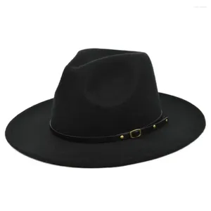 Береты, модный женский и мужской шерстяной цилиндр в стиле ретро, черная шерстяная шляпа в стиле джаз с плоскими полями, сменный ковбойский большой волос