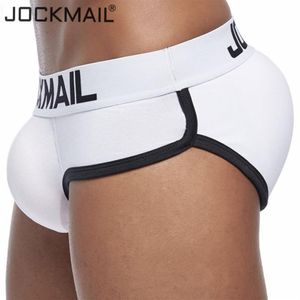 Jockmail Butt ve Ön Geliştirici Yastıklı Kalça Men Kılavuzu İç Çamaşırı Seksi Katı Pamuk Çıkarılabilir İki Popo Ped ve Bir Ön Pad MX19278C