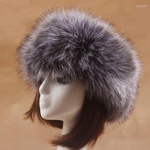 Gorros Beanie / Skull Caps Cores Faux Fur Headband Mulheres Chapéus de Inverno Quente Bomber Fofo Russo Earmuff Menina Ao Ar Livre Esqui Neve Orelha