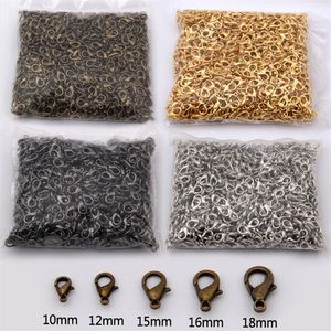 300pcs 15mm takı bulguları bronz altın gül altın siyah rhodyum gümüş ıstakoz kolye için tokal kancalar zincir252s