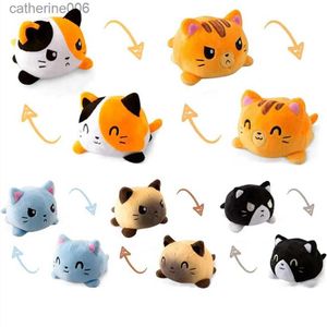 Doldurulmuş peluş hayvanlar çift taraflı kedi gato çocukları flip plushie hayvanları pulpos için peluches pulpos oyun karikatür bebek peluş oyuncak çocuklar doğum günü hediyeleri231027