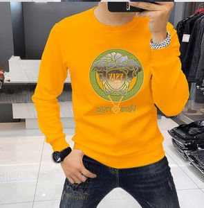 kış sonbahar erkek uzun kollu kadife kapüşonlar sweatershirts erkek tişört erkekler sıcak elmas daire moda adam marka üst polar sarı baskılı harfler kapşon