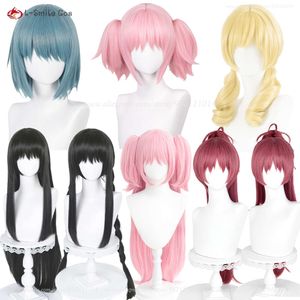 Catsuit kostümleri anime puella Magi Magica cos tomoe mami akemi homura miki Sayaka Sakura Kyouko Kaname Madoka Cosplay Wig Rol Oyun Perukları