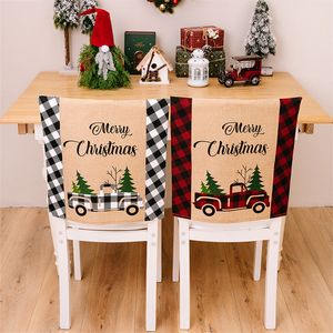 Noel Sandalyesi Kapak Düz Araba Mektubu Baskı Slipcovers Merry Noel Sandalyeleri Arka Kapakları Noel Yeni Yıl Yıl ev dekorasyonu