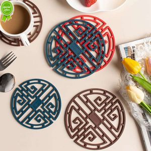 Silikon Yalıtımlı Yemek Mat Çin tarzı içi boş masa dekor çay bardağı mat aşınma dirençli anti -slip kase mat mutfak malzemeleri