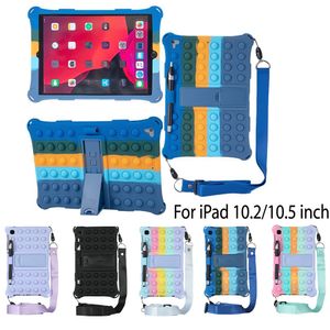 Детский противоударный мягкий чехол для iPad 10.2, iPad Pro 7, 8, 9 поколения, 10,5 дюймов, Air3, силиконовые чехлы с пузырьками, чехол-подставка для планшета, чехол с плечевым ремнем, держатель для стилуса