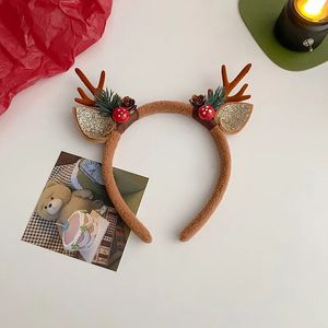 Party Hats Christmas Headband Reindeer Antlers Horn Flower Hair Band Clasp Headwear for Kids Adult Year Navidad Halloween Cosplay 231027