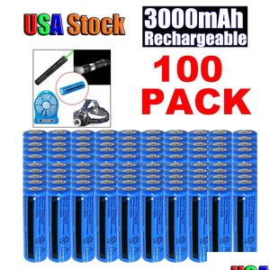 Аккумуляторы 100 шт. 3000 мАч перезаряжаемая батарея 3,7 В Brc литий-ионная не Aaa или Aa для фонарика, лазерной ручки, доставка электроники B Dhyw8
