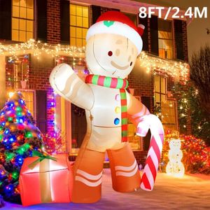 Inflatable Bouncers Christmas Inflatables 2 4M Gingerbread Man with Built in LED Decoration for Xmas Party Indoor Outdoor Yard Lights Illuminate 231027