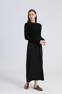 Kadın Giysileri Olarak Kadın Örgüleri Maxi saten elbise / örgü kaburga kablolu kablo hırka sonbahar Kış koleksiyonu Lady Wear