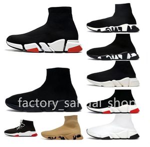 Designers Sapatos Casuais Velocidades 2.0 V2 3.0 Sneaker Plataforma Tricô Meias Botas Homens Mulheres Tripler Paris Sapatos Casuais Preto Branco Graffiti Treinadores de Luxo Sapatilhas