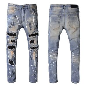 Calças jeans rasgadas masculinas, calças skinny fit slim stretch masculinas miris jean patchwork angustiado jeans femininos cristais pretos buracos no joelho tamanho 28-40