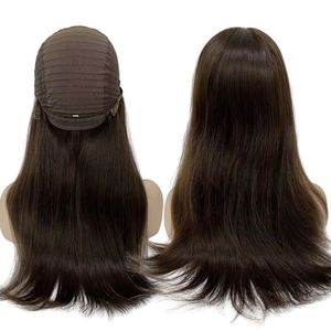 Malezya Bakire İnsan Saç Kahverengi Renk #2 Kosher Peruklar% 130 Yoğunluk Bob Style 4x4 İpek Top Yahudi Glueless Wig Beyaz Kadın İçin