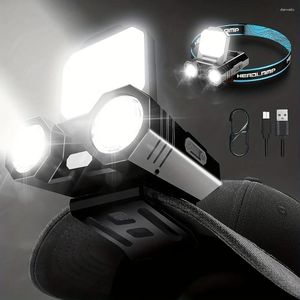 Farlar Şarj Edilebilir LED Yüksek Lümen Far Su Geçirmez Hareket Sensörü/Ayarlanabilir Kafa Bandı 5 Mod Kap Clip Lamba