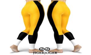 JIGERJOGER Yoga-Hose, Sport-Leggings, Eishockey-Mannschaft, Fußball-Leggings, CB-Männer-Leggings, Fitnessstudio, Trainingshose, gelb, schwarz, weiße Flecken, 8556135